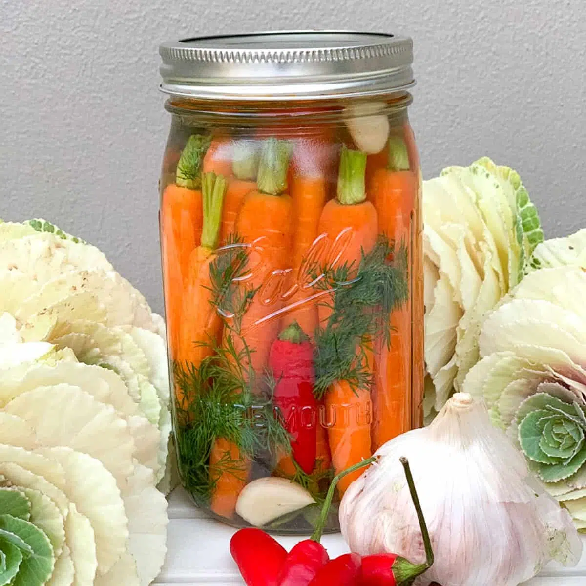 Fermented carrots with garlic, chilli and dill