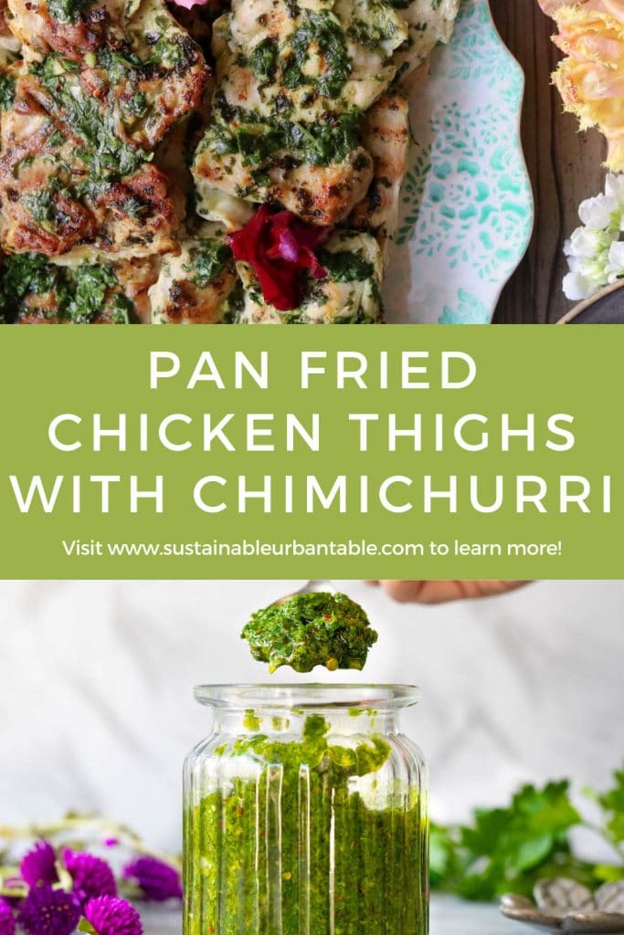 A pinterest poster showing the chimichurri marinated chicken