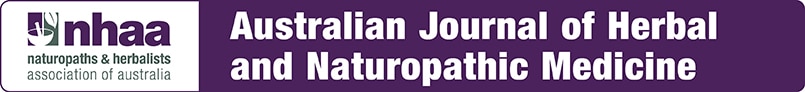 Purple and white journal logo with the words Australian Journal of Herbal and Naturopathic Medicine.